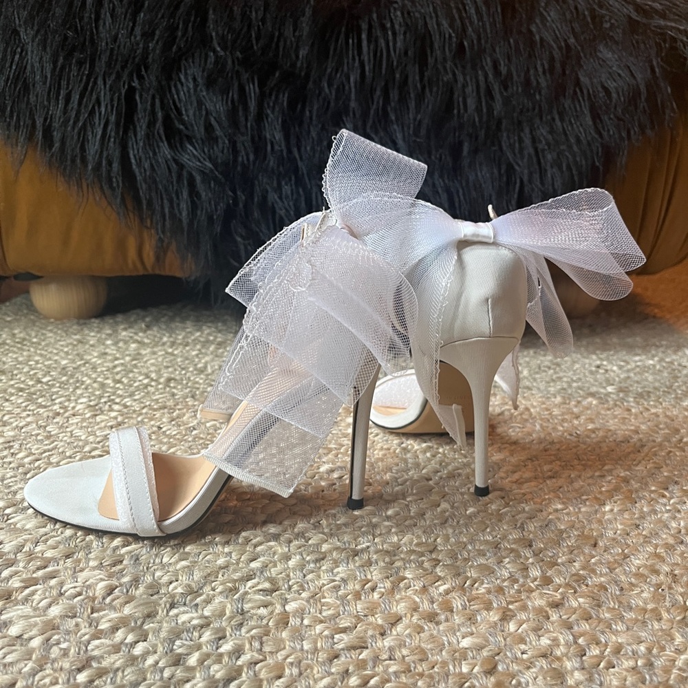 Bridal Tulle Bow High Heels Sandal